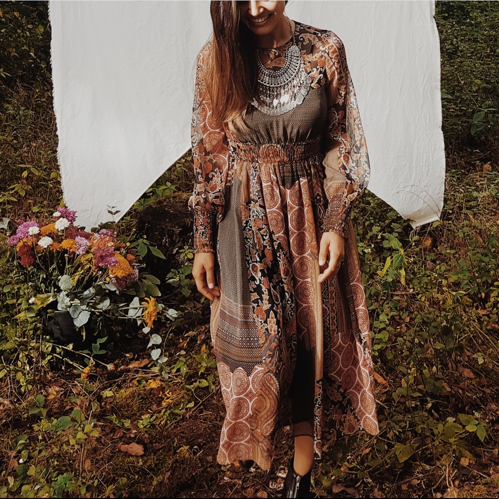 Zara Boho longsleeve dress
